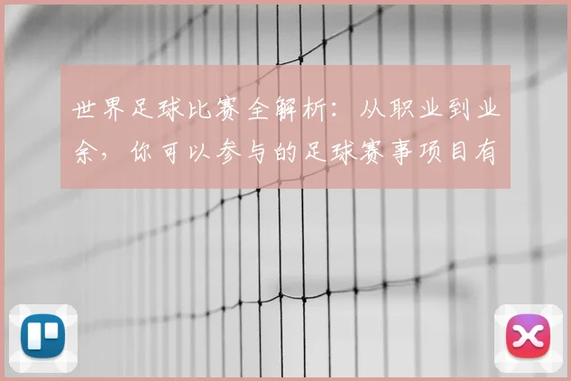 世界足球比赛全解析:从职业到业余,你可以参与的足球赛事项目有哪些?